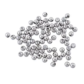 DoreenBeads Çelik Spacer Boncuk mat gümüş rengi Yaklaşık 3mm Dia,Delik:Yaklaşık 1.0 mm,50 Adet Yuvarlak Paslanmaz