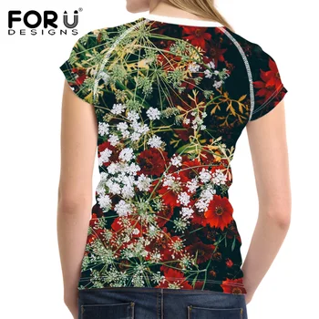 FORUDESİGNS Kadın t shirt Çiçek Tasarım T-Anne Pembe Çiçek için gömlek Tops Tees Harajuku bayanlar Tişörtleri Camiseta feminina Rose