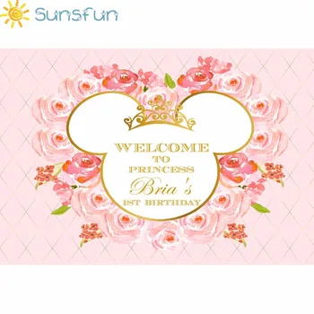 Sunsfun 7x5FT Karikatür Pembe Çiçek yeni Doğan Özel Fotoğraf Stüdyosu Arka plan Doğum günü Bebek Fotoğraf arka Planında 220x150cm