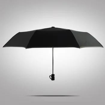 Otomatik Yansıtıcı Katlanır Şemsiye Yağmur Kadın Erkek guarda chuva F. plegable mujer Şemsiye Guarda sol Siyah guarda-chuva