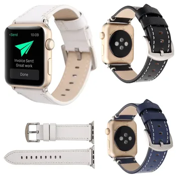 Kordonlu saat Apple Watch Serisi 3 2 1 Litchi Hakiki Deri Bandı için iWatch Yedek Kayış için 520 38 mm Bileklik Bilezik