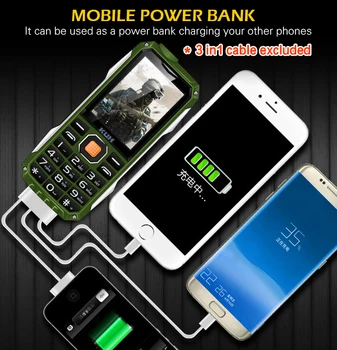 Güç Banka cep Telefonu Çift Sım Kamera MP3 Fenerle KUH T998 Telefon 2.4 İnç Ucuz cep telefonu ShockproofRugged