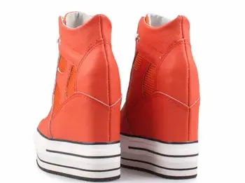 Cyabmoz Kadın Hakiki deri Platform Ayakkabı Kadın Yüksek topuklu Kalın alt Kama Ayakkabı Zapatillas deportivas Ayakkabılar mujer Üst
