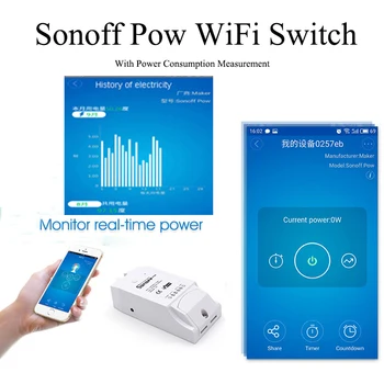 Wi-fi Kablosuz 10 adet Sonoff Pow Tüketim Akıllı Ev Otomasyonu Uzaktan Kumanda İçin Röle Modülü 16A DİY Zamanlama Anahtarı
