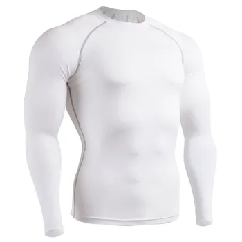 2016 erkek Yoga Gömlek uzun Gömlek Çalışan beyaz Sıkıştırma Tayt Fitness Egzersiz Hızlı Kuru Gömlek Spor Kol Üstleri