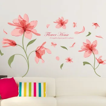 Zarif Çiçek boşluk çiçekler Odası Yatak Odası Ev Dekorasyon duvar çıkartmaları Mobilyalar oturan Romantik Oturma Odası pembe