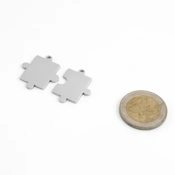 Toptan Simsimi Bölünmüş Parça puzzle kolye etiketleri takılar yüksek Lehçe aşıklar Kolye paslanmaz çelik Kolye 50pcs
