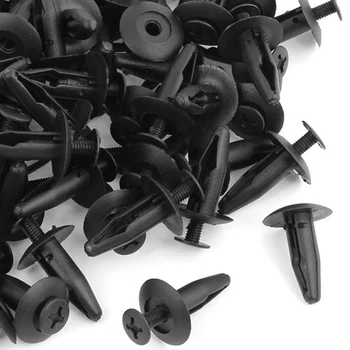 EDFY 4 mm Delik Plastik Araba için Raptiye Kapı İtme Klips Siyah 100 Adet Perçin