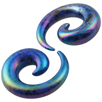 Germe Tak Salyangoz Takı Expander SUNYİK 1 adet Derin Mavi Mor Akrilik Spiral Konik Flesh Tünel Kulak Sedye