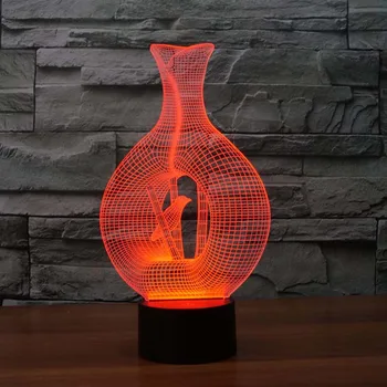 D aktif Vazo Gece Işığı Çocuk-kuş Dekoratif aydınlatma gece lambası 3D Deco