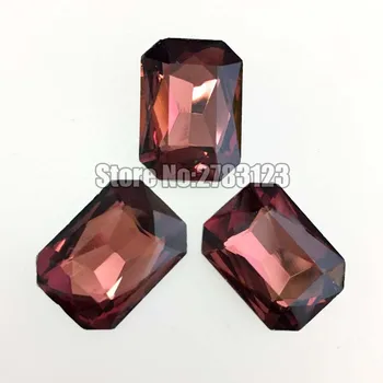 Süper flash Şarap kırmızı Dikdörtgen sekizgen şeklinde kristal cam gevşek taşlar pointback,diy Giyim Aksesuarları SWCP017