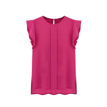 2017 Yaz Kadın T-shirt Şifon Giyim Bayan Gömlek Satış Kısa Kollu Fırfır S4 OL Camiseta Artı Boyutu Üstleri