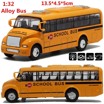 32 ölçek alaşım geri Okul otobüsü modeli, Model arabalar oyuncak otobüsü,Çocuk hediye çekin yüksek simülasyon Okul otobüsü 1: