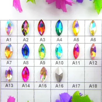 Kristal AB renk 8 Boyutları Navette göz at Marquis şekli Cam Yapıştırıcı süs aksesuarları süsleme diy taklidi