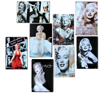 Marilyn Monroe Metal Yıldız Boyama Kalay İşareti Duvara Bar Ev Sanat Dekor Cuadros 30X20CM BİR-6073