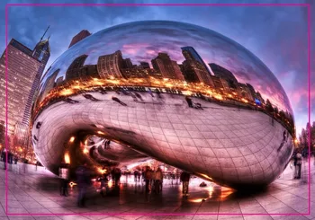 ABD Seyahat Hediyeler , Chicago Millennium Park, Cloud Gate Dikdörtgen Metal Buzdolabı Mıknatısı 5493 Turistik Hatıra Mıknatıslar