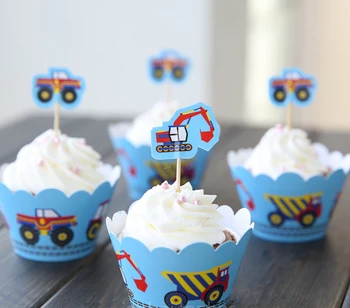 Kamyon cupcake ambalaj kağıtları ambalaj kağıtları dekorasyon doğum günü 12 12 ınsert kartları+