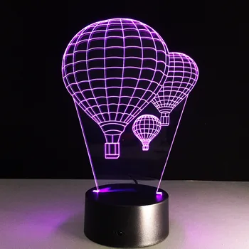 2018 3D Masa Lambası Ampul Renk Değişikliği Hava Balonu Gece Işığı Yaratıcı Luminaria Optik yanılsama Uyku Sevgililer Günü Çocuğu Hediye LED