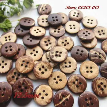 Button shop 144pcs 12mm 4 delik giyim zanaat için düğmeleri dekoratif dikiş aksesuarları defteri düğmeleri gömlek hindistan cevizi
