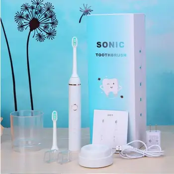 2 kafalı Dişler ile doğal ürünler dağıtım yeni şarj edilebilir Elektrikli diş Fırçası Kablosuz Şarj Ultrasonik Sonik diş Fırçası yedek Fırça