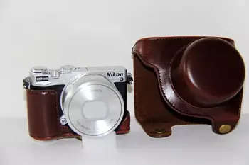 Kayış İle Nikon 1 J5, 1J5 10 Rofessional kılıf Deri Kamera çantası Çanta-30mm lens Yüksek Kaliteli PU Deri kılıf