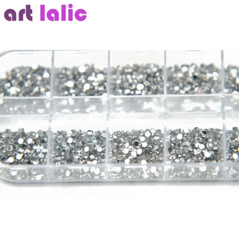3000 Adet 1.5 mm şeffaf Gümüş Hard Case DİY Tırnak Sanat Süslemeleri İle Tırnak Dekorasyon Yuvarlak Parlayan Taslar