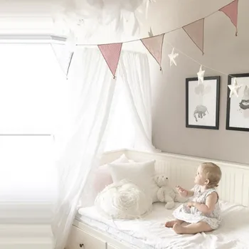 Yaz Bebek yatağı perde çocuk net çocuk Sivrisinek Yumuşak Keten örgü Beşik Bebek odası dekorasyonu bebek fotoğraf 240cm sahne