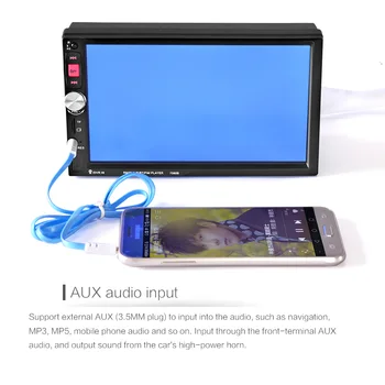 7 inç 2 Din HD Dokunmatik Ekran Bluetooth Araç Ses Stereo MP5 Player Desteği AUX USB TF Telefon + geri Görüş Kamerası + Uzaktan kumanda