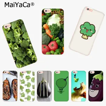 İPhone 6 6 Plus X 10 5 5S için MaiYaCa Lezzetli yiyecekler brokoli ve patlıcan Lüks TPU Kauçuk Telefon kılıfı 5C 4 4S SE