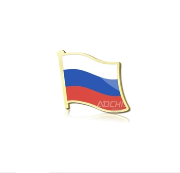 2 adet Ulusal Bayrağı Rusya Yaka Rozeti Brassard Ulusal Amblemi Altın Metal Madalya Sanat Glated
