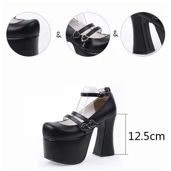 Süper Yüksek Topuklu Kalın Platform Kadın Pompaları Kraliçe Cosplay Gotik Serseri Lolita Ayakkabı/KIRMIZI/PEMBE SİYAH