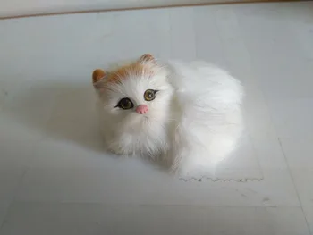 Simülasyon sevimli kedi modeli plastik ve kürkler mini 8x6x5cm el dekor ev dekorasyon hediye p0144