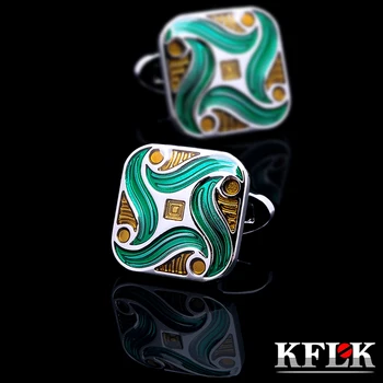 Mens Marka için KFLK takı gömlek Yeşil kol düğmesi Toptan kol düğmesi Düğmesi Yüksek Kaliteli Lüks Düğün Ücretsiz Kargo Damat