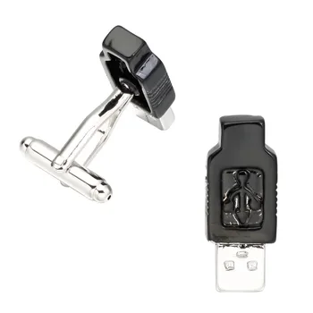 Erkek Kadın için Memolissa Şık Fransız USB Tasarım kol düğmeleri Siyah USB Manşet düğmeleri özel Gömlek kol düğmeleri Takı