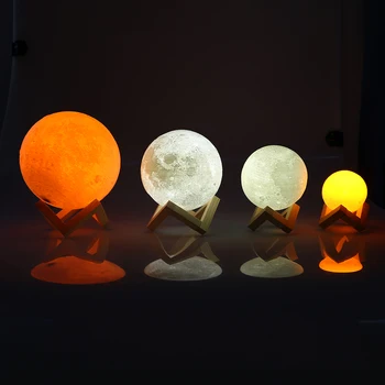 2 Renk 3D Yazıcı Ay Lamba Şarj edilebilir Dokunmatik USB Gece lambası çocuk odası Lamba Luminaria Ay Bebek Hediyesi Ev Dekorasyonu Şarj Geçin