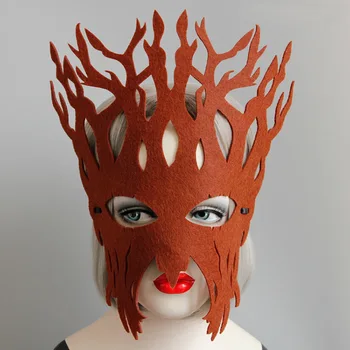 Çocuk Parti Maskesi Noel Cadılar Bayramı Büyük Ağaç Maskeleri Vintage Kahve Yüz Maskesi Moda Cosplay Partisi Özel Aksesuarlar Hissettim