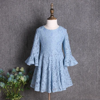 Bahar çocuk giyim açık mavi dantel elbise anne-kız moda etekler anne ve bebek kız ailesi kıyafetler elbise