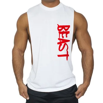 Marka Giyim Spor Erkek baskı Yelek Kas Stringer spor CANAVAR Üst Vücut egzersiz Tank Fanila kolsuz tişört