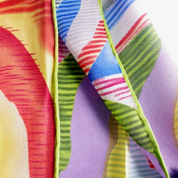 Yeni Marka Uzun Eşarp Kadın Renkli Kareler Atkısı Çemberler Tasarım ile Sanat Başörtüsü Çizim İpek