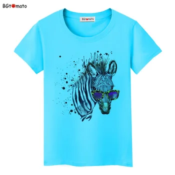 BGtomato Zebra leopar güneş gözlüğü t shirt kadın moda trend serin yaz Marka kaliteli casual t-shirt tops