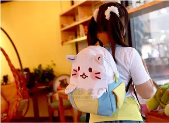 Muz Sırt Çantası Sevimli Kedi Okul Komik Kaliteli Pu Deri&Tuval Moda Kadın Omuz Çantası Sırt Seyahat Çantası Sırt Çantaları