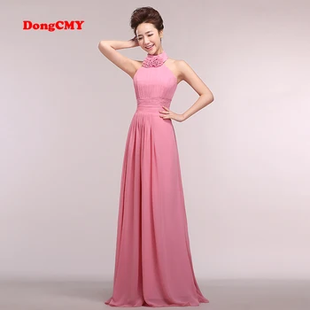 DongCMY CG1867 Şifon Uzun Nedime 2018 yeni moda plus size Vestido de bulunan elbiseler