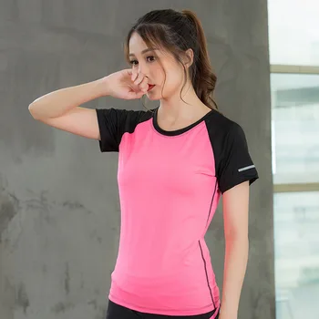 Profesyonel Kuru Hızlı Spor Rahat T Shirt Sıkıştırma Kadınlar Egzersiz Kısa Kollu Tayt T-Shirt Kadınlar Tees Üstler Fanila