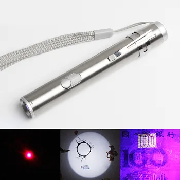 1 Çok İşlevli 3 Lazer Işığı USB Şarj edilebilir UV Meşale Kalem #1A31037 Lambası Feneri#Kızılötesi LED