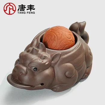 El yapımı Cesur Şanslı Kurbağa Butik Çay Aksesuarları Dong Ling Yaratıcı Küçük Süsler 11x5cm X Çay Pet Su Oyun Elişi $