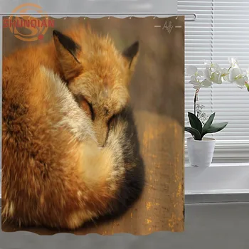 Fox hayvan Duş Perdesi Kumaş polyester Özel Ev Dekorasyonu H0328&22'ler için Kanca İle bir Duş Perdesi