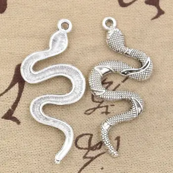 5 adet Charms yılan kobra 53*23mm Antika Gümüş Kolye Yapımı DİY el Yapımı Tibet Gümüş Kaplama Takı