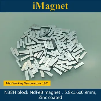 N00004 Sıcak Satış 100pcs Süper Güçlü Blok Nadir Toprak Neodim Mıknatıs, 5.8x1.6x0.9mm, Nikel kaplamalı,Ev Dekorasyonu Buzdolabı