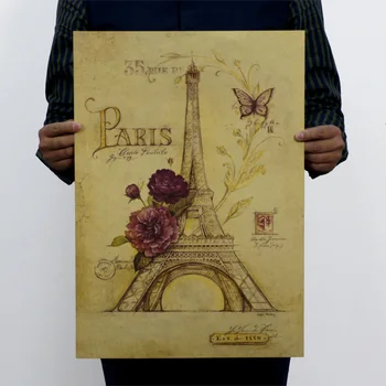 35 51 Çıkartma Sanat Duvar resimleri Yatak odası Oturma Odası Dekoru kelebek Paris Eyfel Kulesi Kağıt Duvar Çıkartmaları Vintage Resim Poster Eve*