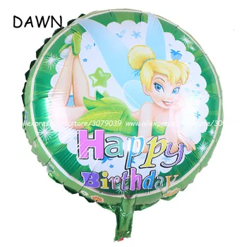 25pcs/lot 8inch yuvarlak tinkerbell küçük balonları helyum folyo balon doğum günün kutlu olsun peri çocuk oyuncakları Şişme Hava Topu